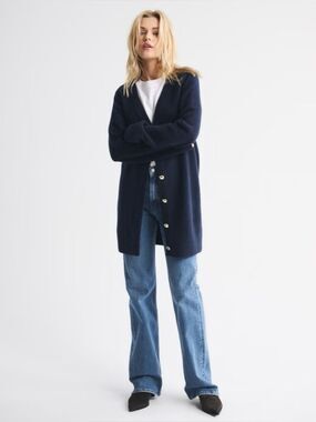 NWT Abercrombie & Fitch Cardigan Mini Sweater Dress | Dark Indigo | Large Tall